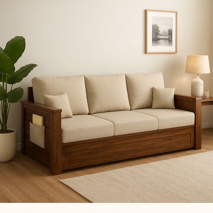 Elegant 3-Seater Sheesham Wood Sofa Cum Bed with Storage – Smart Living Room Upgrade